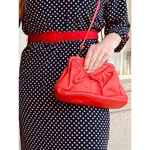 Cute Vintage Red Leather 80s crossbody clutch